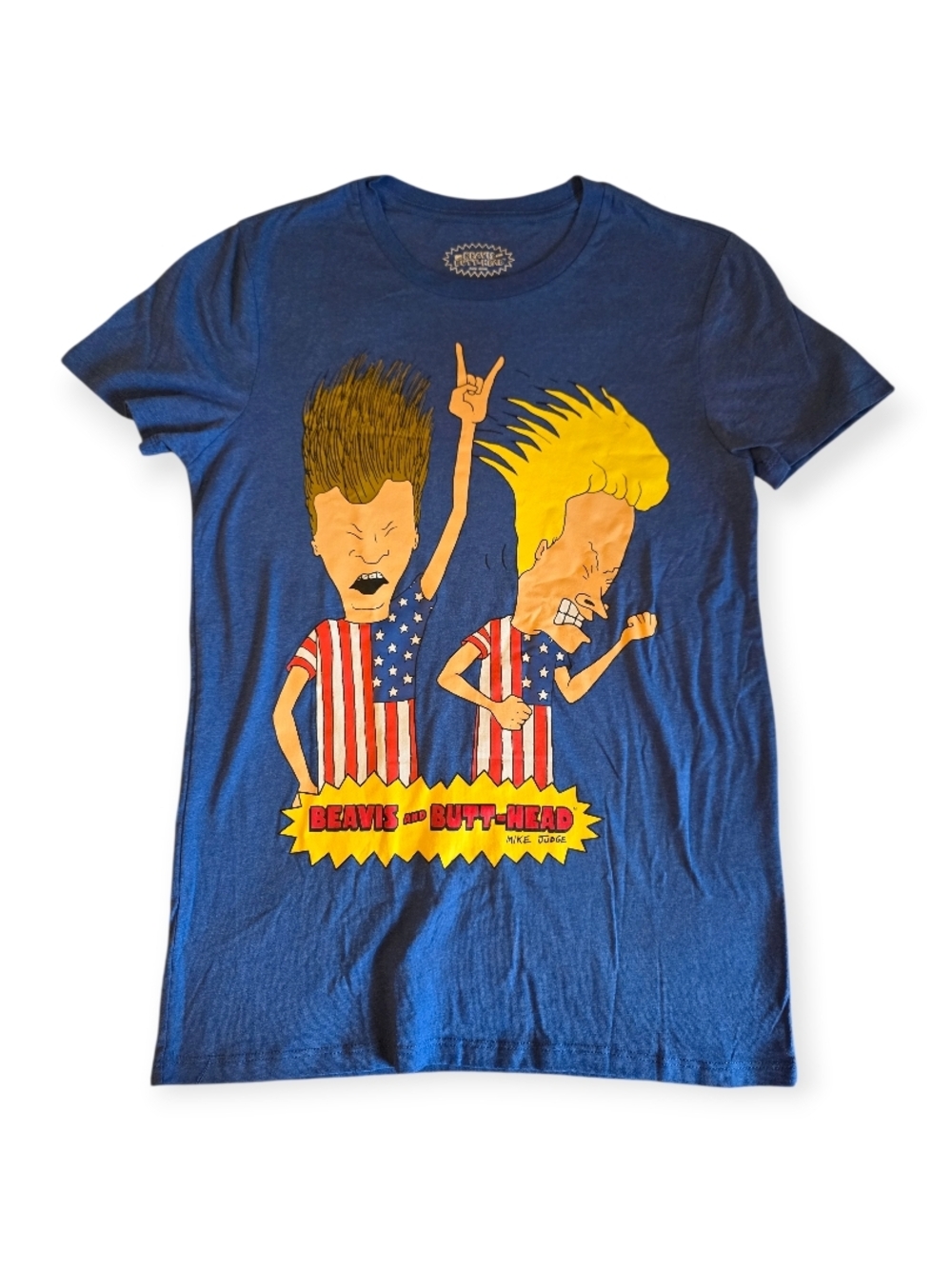 MAD Engine Blue Beavis & Butt-Head Graphic Tee with Yellow & Red Accents